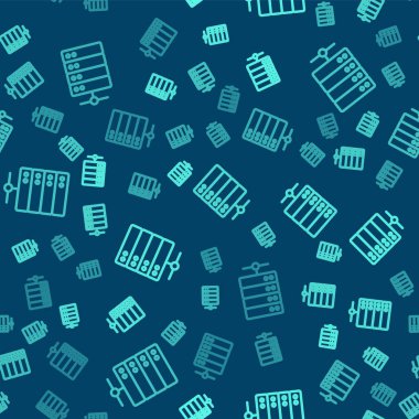 Yeşil çizgi sunucusu, Data, Web sunucu simgesi mavi arkaplanda izole edilmiş. Vektör.