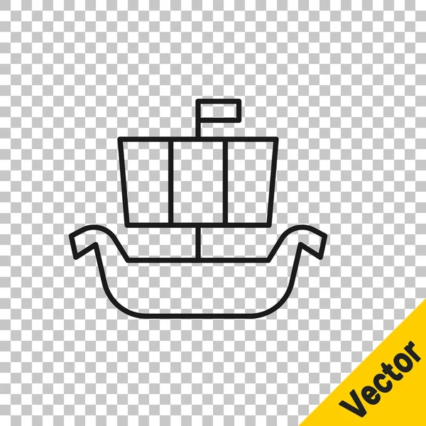 Línea Negra Antigua Vikinga Escandinava Drakkar Icono Aislado Sobre Fondo — Vector de stock