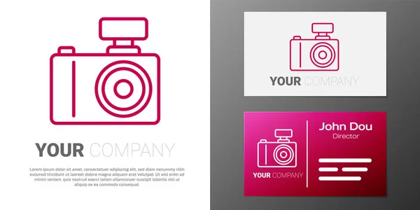 Linha Logotipo Ícone Câmera Fotográfica Isolado Fundo Branco Câmara Fotográfica — Vetor de Stock