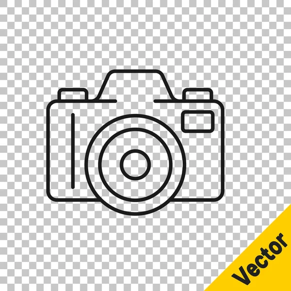 Czarna Linia Ikona Kamery Fotograficznej Izolowana Przezroczystym Tle Kamera Foto — Wektor stockowy