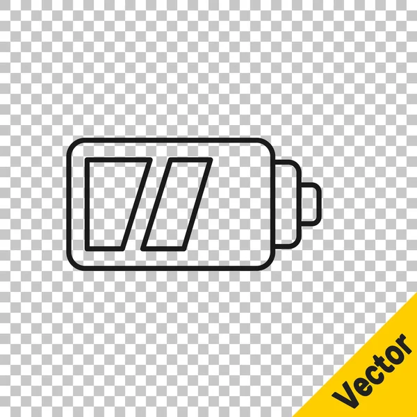 Black Line Battery Camera Icon Isolated Transparent Background Lightning Bolt — стоковый вектор