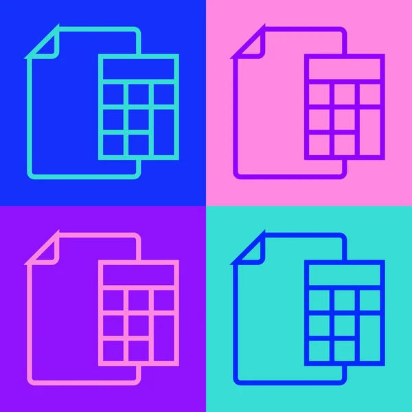 Pop Art Linea Calcolatrice Icona Isolata Sfondo Colori Simbolo Contabile — Vettoriale Stock