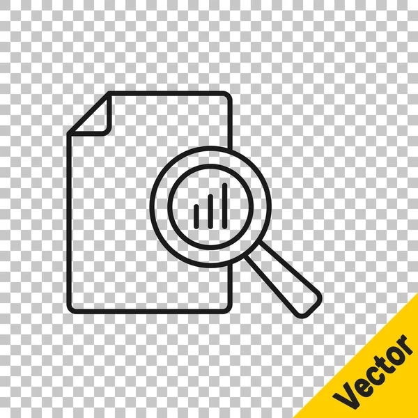 Black Line Document Graph Chart Icon Isolated Transparent Background Report — Stock Vector