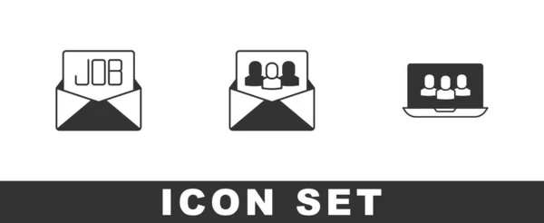 Set Search Job Project Team Base Icon Vector — Stock Vector