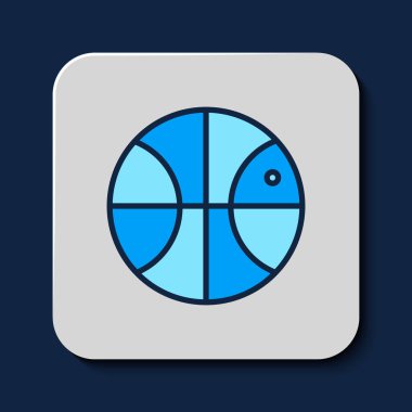 Filled outline Basketball ball icon isolated on blue background. Sport symbol. Vector.