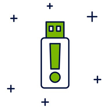 Doldurulmuş USB flash disk simgesi beyaz arkaplanda izole edildi. Vektör.
