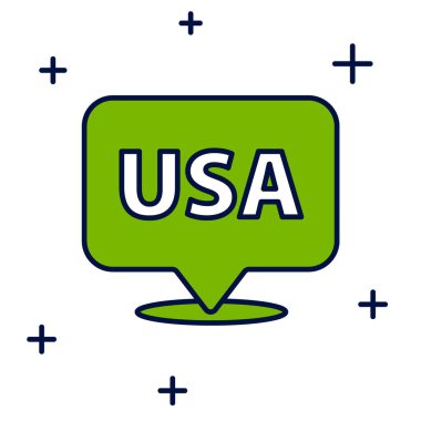 Doldurulmuş ABD Bağımsızlık Günü simgesi beyaz arka planda izole edildi. 4 Temmuz. Amerika Birleşik Devletleri ülkesi. Vektör.