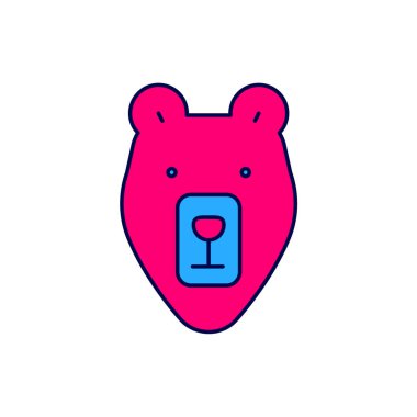 Filled outline Bear head icon isolated on white background. Vector.