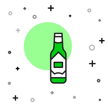 Filled outline Tabasco sauce icon isolated on white background. Chili cayenne spicy pepper sauce. Vector.