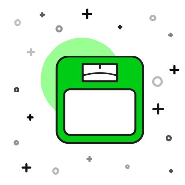 Beyaz arkaplanda izole edilmiş ana hatlı banyo ölçekleri simgesi. Ağırlık ölçme ekipmanı. Ağırlık ölçeği spor konsepti. Vektör.