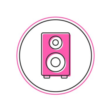 Doldurulmuş Stereo hoparlör simgesi beyaz arkaplanda izole edildi. Ses sistemi hoparlörleri. Müzik ikonu. Müzikal sütun hoparlörü. Vektör.