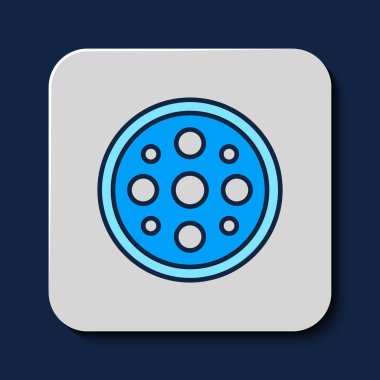Filled outline Sewing button for clothes icon isolated on blue background. Clothing button. Vector.