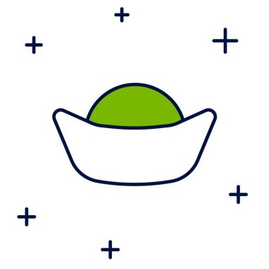 Doldurulmuş ana hatlı suşi simgesi beyaz arkaplanda izole edildi. Geleneksel Japon yemekleri. Vektör.