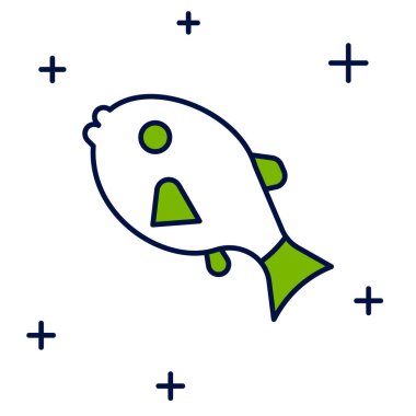 Beyaz arka planda izole edilmiş tropikal balık ikonu. Egzotik balıklar. Vektör.