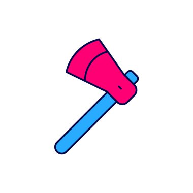 Doldurulmuş ahşap balta simgesi beyaz arkaplanda izole edildi. Oduncu baltası. Vektör.