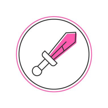 Ortaçağ kılıç simgesi beyaz arka planda izole edildi. Ortaçağ silahı. Vektör.