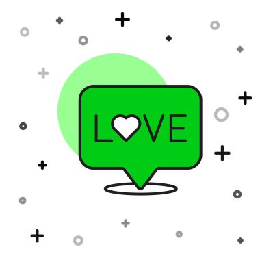 Filled outline Love text icon isolated on white background. Valentines day greeting card template. Vector.