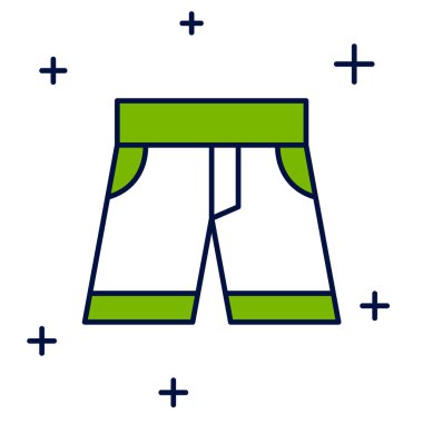 Beyaz arkaplanda izole edilmiş kısa çizgi ya da pantolon simgesi. Vektör.