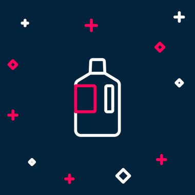 Mavi arka planda temiz su ikonu olan büyük bir şişe. Soğutucu için plastik kap. Renkli taslak konsepti. Vektör.