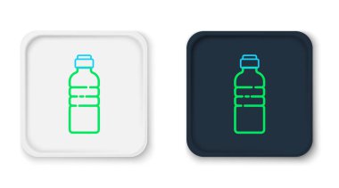 Beyaz arka planda izole edilmiş bir şişe su. Soda su içme tabelası. Renkli taslak konsepti. Vektör.