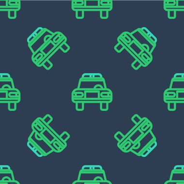 Hat polisi arabası ve polis teşhircisi ikonu mavi arka planda kusursuz desen tespit etti. Acil durum sireni. Vektör.