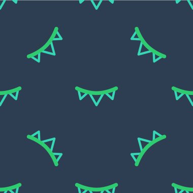 Çizgi Karnaval çelengi mavi arka planda izole edilmiş bayraksız desenli. Doğum günü kutlaması için parti flamaları, festival dekorasyonu. Vektör.