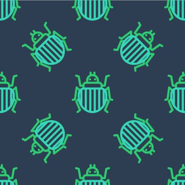 Colorado çizgi böceği ikonu mavi arka planda izole edilmiş pürüzsüz desen. Vektör.