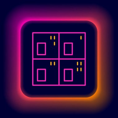 Siyah arkaplanda izole edilmiş element simgesinin parlayan neon çizgisi periyodik tablosu. Renkli taslak konsepti. Vektör.