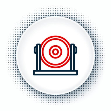 Line Gong müzik perküsyon enstrümanı dairesel metal disk simgesi beyaz arka planda izole edildi. Renkli taslak konsepti. Vektör.