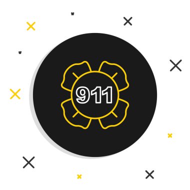 Beyaz arka planda 911 'i arayan bir hat var. Polis, ambulans, itfaiye, çağrı, telefon. Renkli taslak konsepti. Vektör.