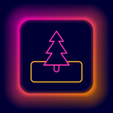 Parlayan neon çizgisi ağaç simgesi siyah arkaplanda izole edildi. Orman sembolü. Renkli taslak konsepti. Vektör.