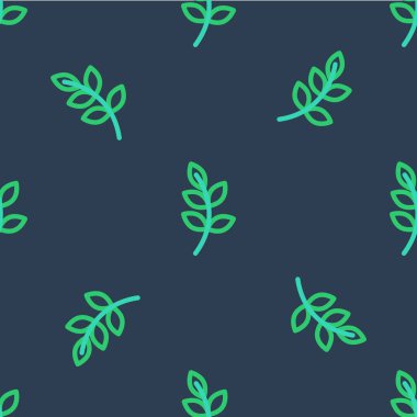 Line Willow yaprağı simgesi mavi arkaplanda izole edilmiş kusursuz desen. Vektör.