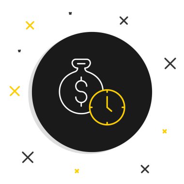 Satır Saati beyaz arkaplanda izole edilmiş para simgesidir. Para zamandır. Etkili zaman yönetimi. Zamanı paraya çevir. Renkli taslak konsepti. Vektör.