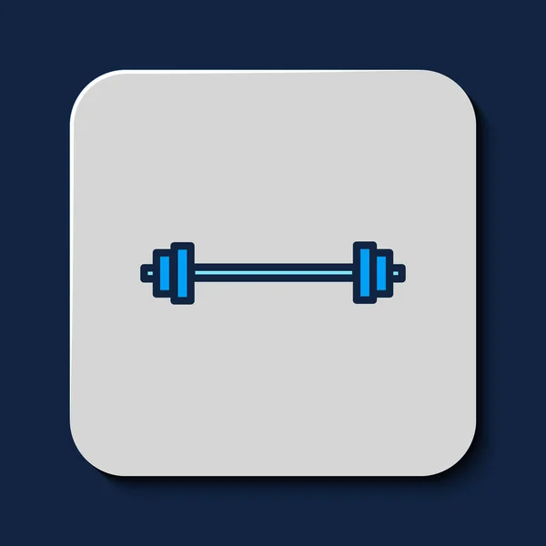 Filled Outline Barbell Icon Isolated Blue Background Muscle Lifting Icon — Stockový vektor
