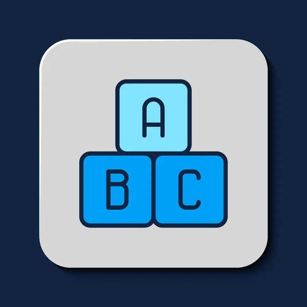 Fylld Skiss Abc Block Ikon Isolerad Blå Bakgrund Alfabetskuber Med — Stock vektor