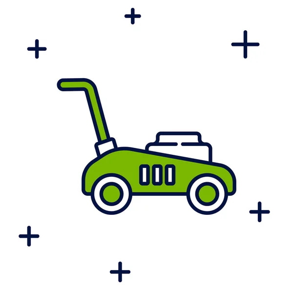 Filled Outline Lawn Mower Icon Isolated White Background Lawn Mower — Vettoriale Stock