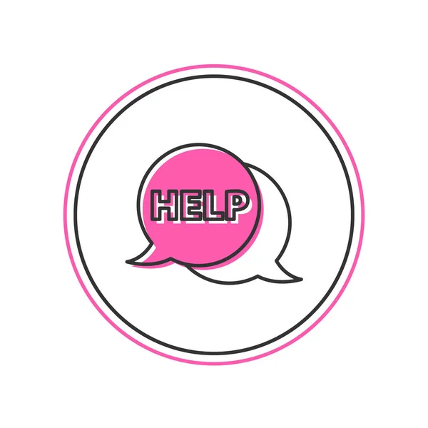 Filled Outline Speech Bubble Text Help Icon Isolated White Background — Image vectorielle