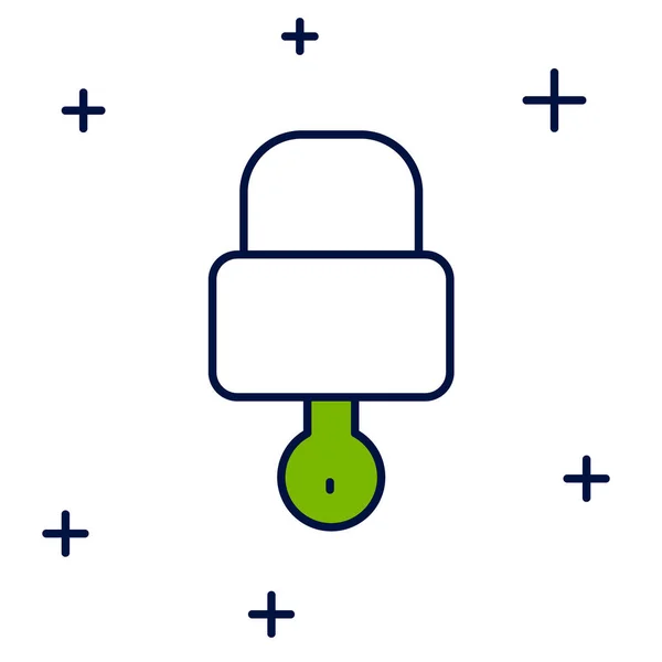 Filled Outline Lock Key Icon Isolated White Background Padlock Sign — Image vectorielle