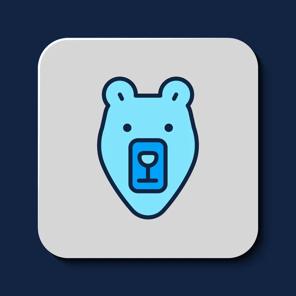 填充轮廓熊头部图标孤立在蓝色背景 — 图库矢量图片