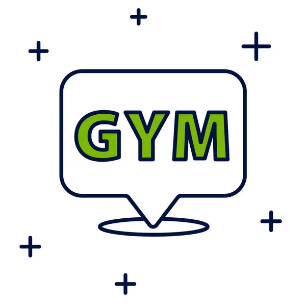 Filled Outline Location Gym Icon Isolated White Background Vector — Stock Vector