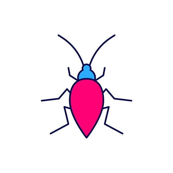 Esquema Rellenado Icono Cucaracha Aislado Sobre Fondo Blanco Vector — Archivo Imágenes Vectoriales