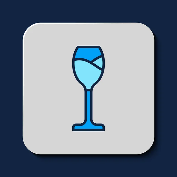 Filled Outline Wine Glass Icon Isolated Blue Background Wineglass Icon — 스톡 벡터