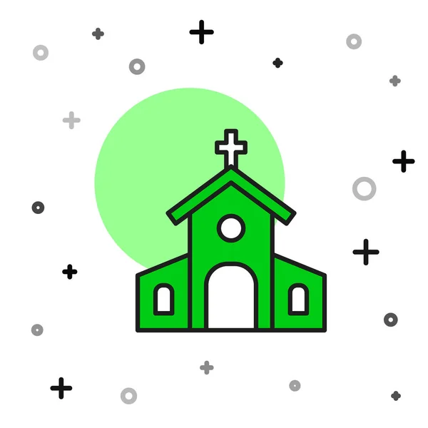 Contour Rempli Icône Bâtiment Église Isolé Sur Fond Blanc Église — Image vectorielle
