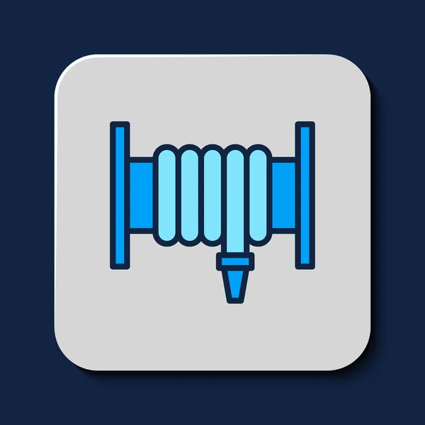 Filled Outline Fire Hose Reel Icon Isolated Blue Background Vector — Vetor de Stock