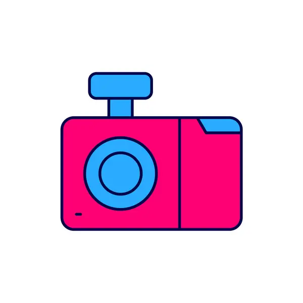 Filled Outline Photo Camera Icon Isolated White Background Foto Camera — Vetor de Stock