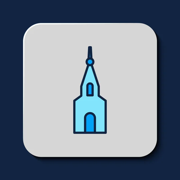 Filled Outline Church Building Icon Isolated Blue Background Christian Church — ストックベクタ