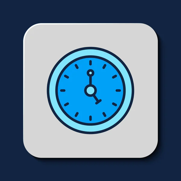 Contour Rempli Icône Horloge Isolé Sur Fond Bleu Symbole Temporel — Image vectorielle
