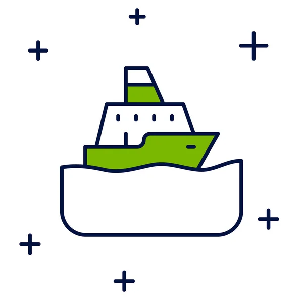 Filled Outline Cruise Ship Icon Isolated White Background Travel Tourism — 스톡 벡터
