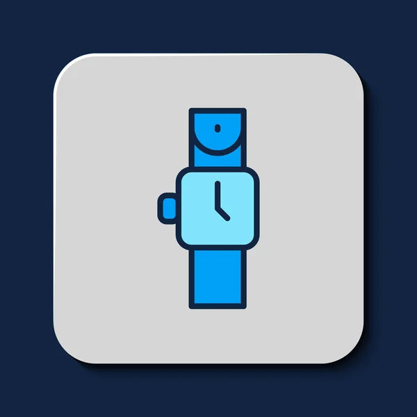 Filled Outline Wrist Watch Icon Isolated Blue Background Wristwatch Icon — Stok Vektör