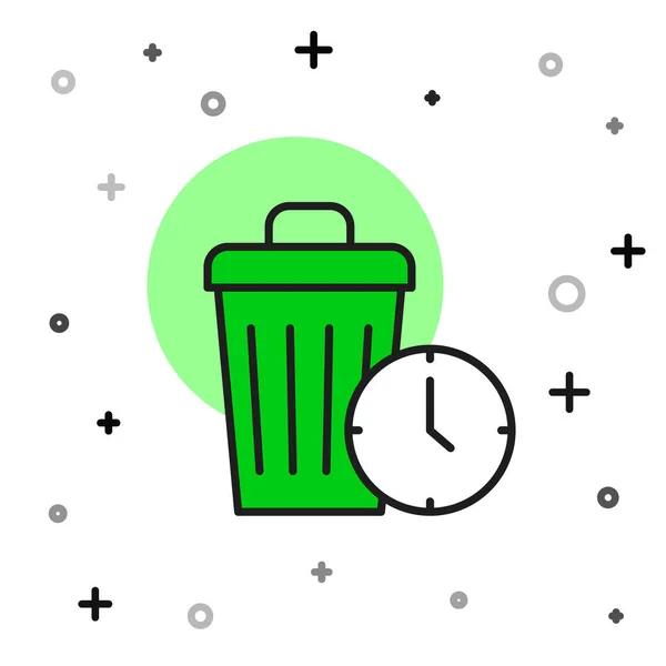 Filled Outline Waste Time Icon Isolated White Background Trash Can — 图库矢量图片
